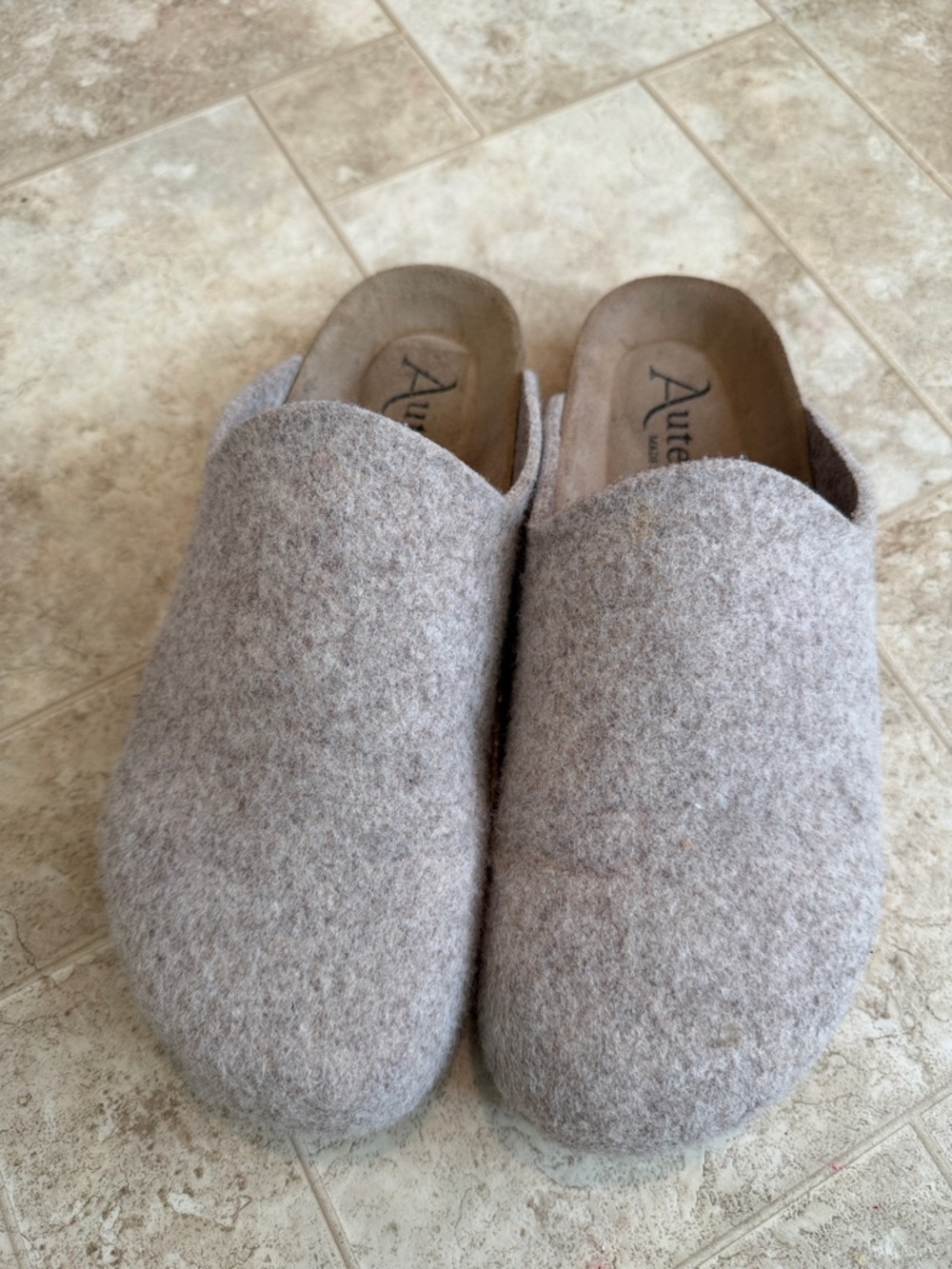 Autenti Wool Felt Slip-On Clogs in Beige